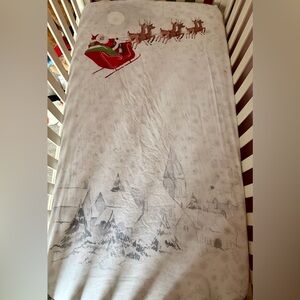 Pottery Barn Kids Holiday Blanket with Santa and Reindeer - Red and White